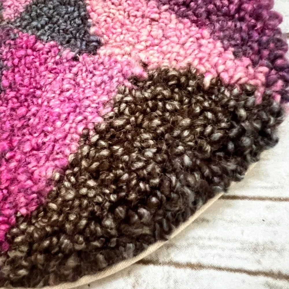 Handmade Clutch Multi-color Punch Needle Tufted Checkered Large OS